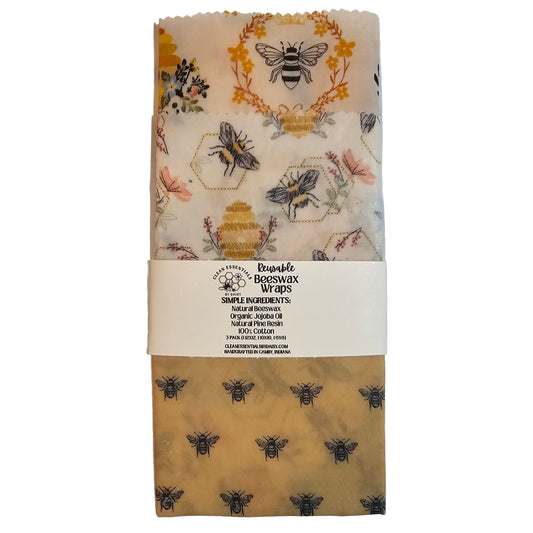 Beeswax Wraps Variety, Pack of 3 Wraps