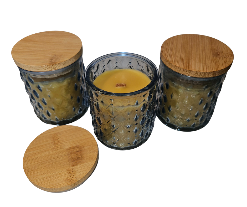 Beeswax Candle in Beautiful Blue Vessel
