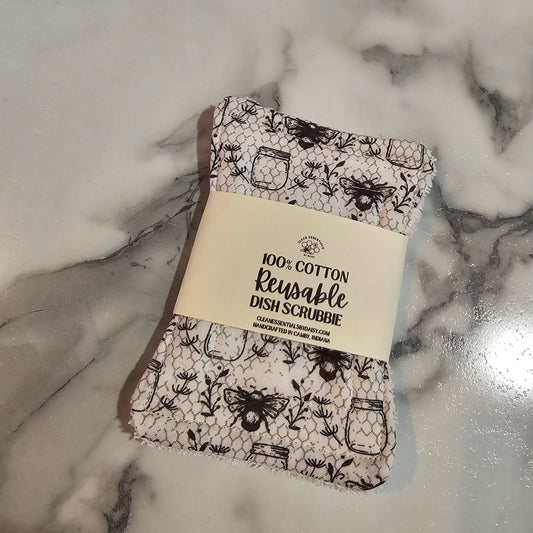 100% Cotton Dish Scrubbie, Bees