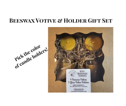 100% Beeswax Votive & Holder Gift Set