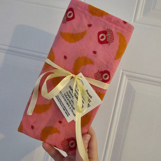 Beeswax XL Bread Bag - Pink Crossaints